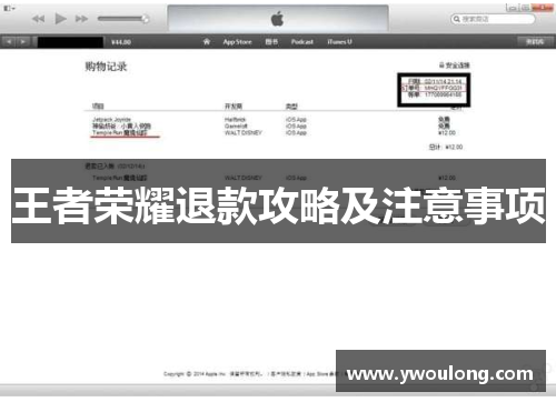 王者荣耀退款攻略及注意事项